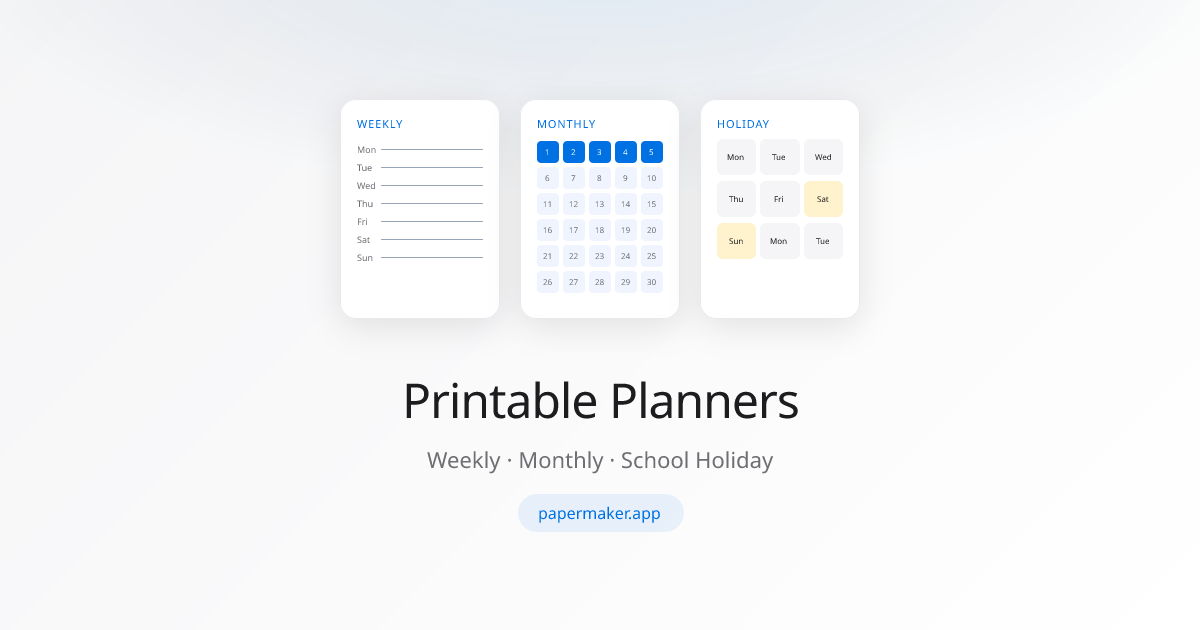 Printable Planners – Paper Maker